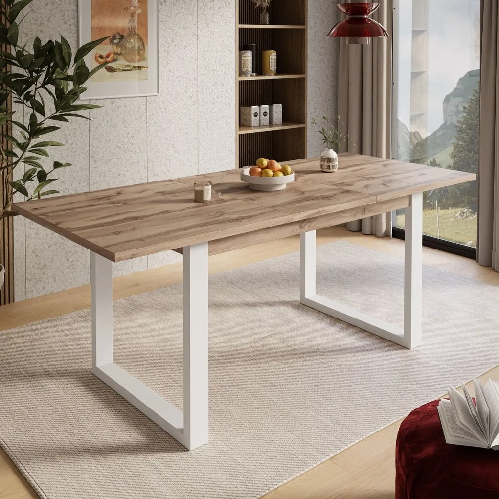 JEDÁLENSKÝ ROZKLADACÍ STÔL PLUTO DUB WOTAN + BIELY 150 - 198 cm