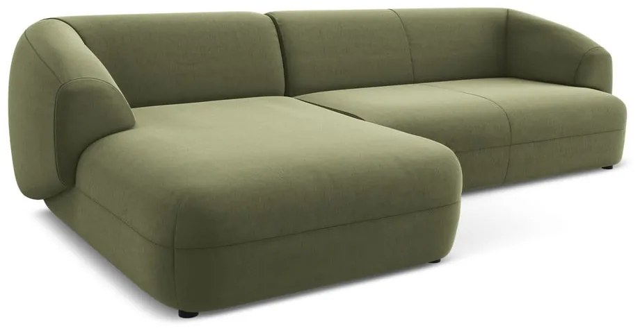 Zelená zamatová rohová pohovka (ľavý roh) Moana – Makamii