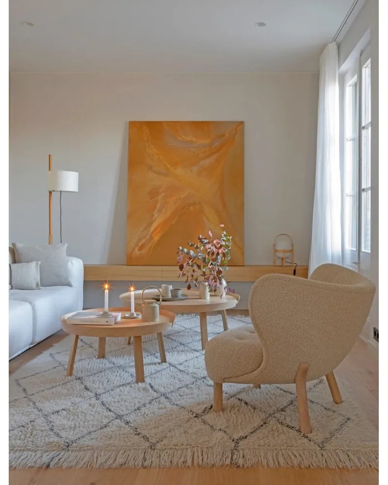 Krémový prateľný ručne tkaný vlnený koberec 200x300 cm Berber Soul – Lorena Canals