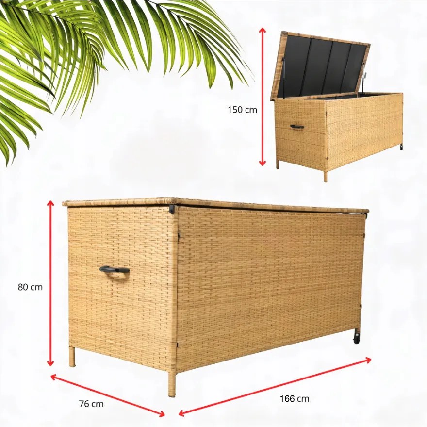 Záhradný úložný box z technoratanu v krémovej farbe S