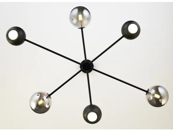 Jupiter 1974 - Luster na tyči MOKA 3xGU10/10W/230V + 3xG9/10W/230V čierna/chróm