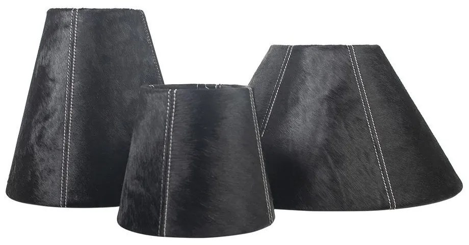 Čierne tienidlo lampy z hovädzej kože - Ø18 * Ø13 * 15cm / E27