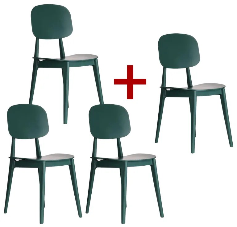Plastová jedálenská stolička SIMPLY 3+1 ZADARMO, zelená
