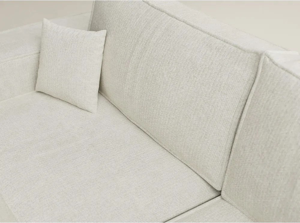 Krémovobiela ženilková rozkladacia/s úložným priestorom rohová pohovka (pravý roh/do L) Tonga – Maison de Rêve
