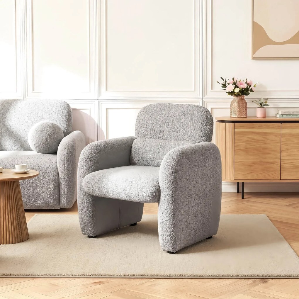 Relaxačné kreslo VARENO – sivé bouclé