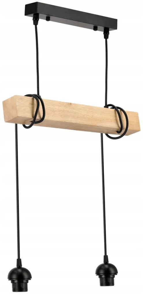 BERGE LED závesné stropné svietidlo, drevený trám, 2xE27, Luster Milk Cube
