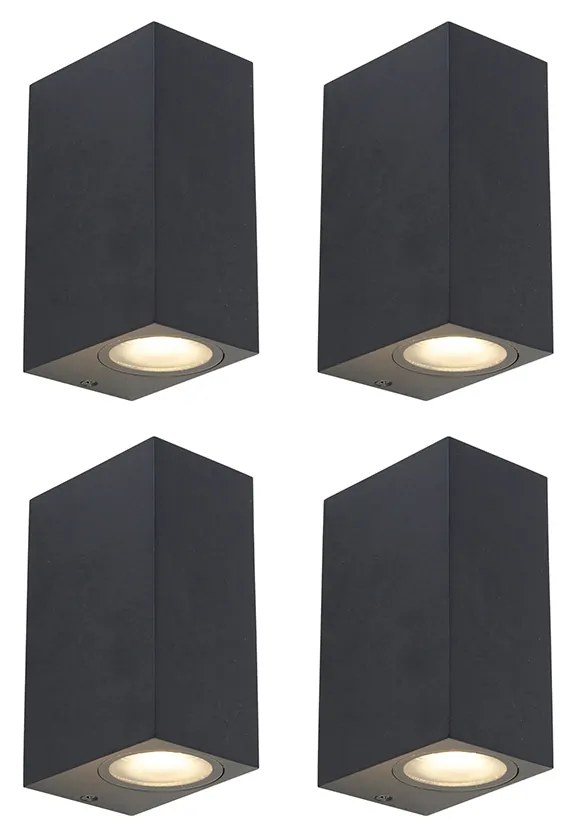 Sada 4 inteligentných nástenných svetiel čiernych IP44 vrátane 8 Wifi GU10 - Baleno