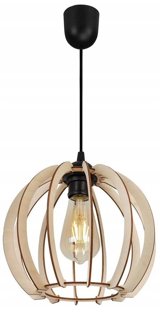 Závesné svietidlo Timber 1, 1x drevené tienidlo, lp