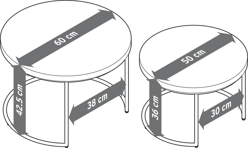 Súprava konferenčných stolíkov s doskou stola z polycementu