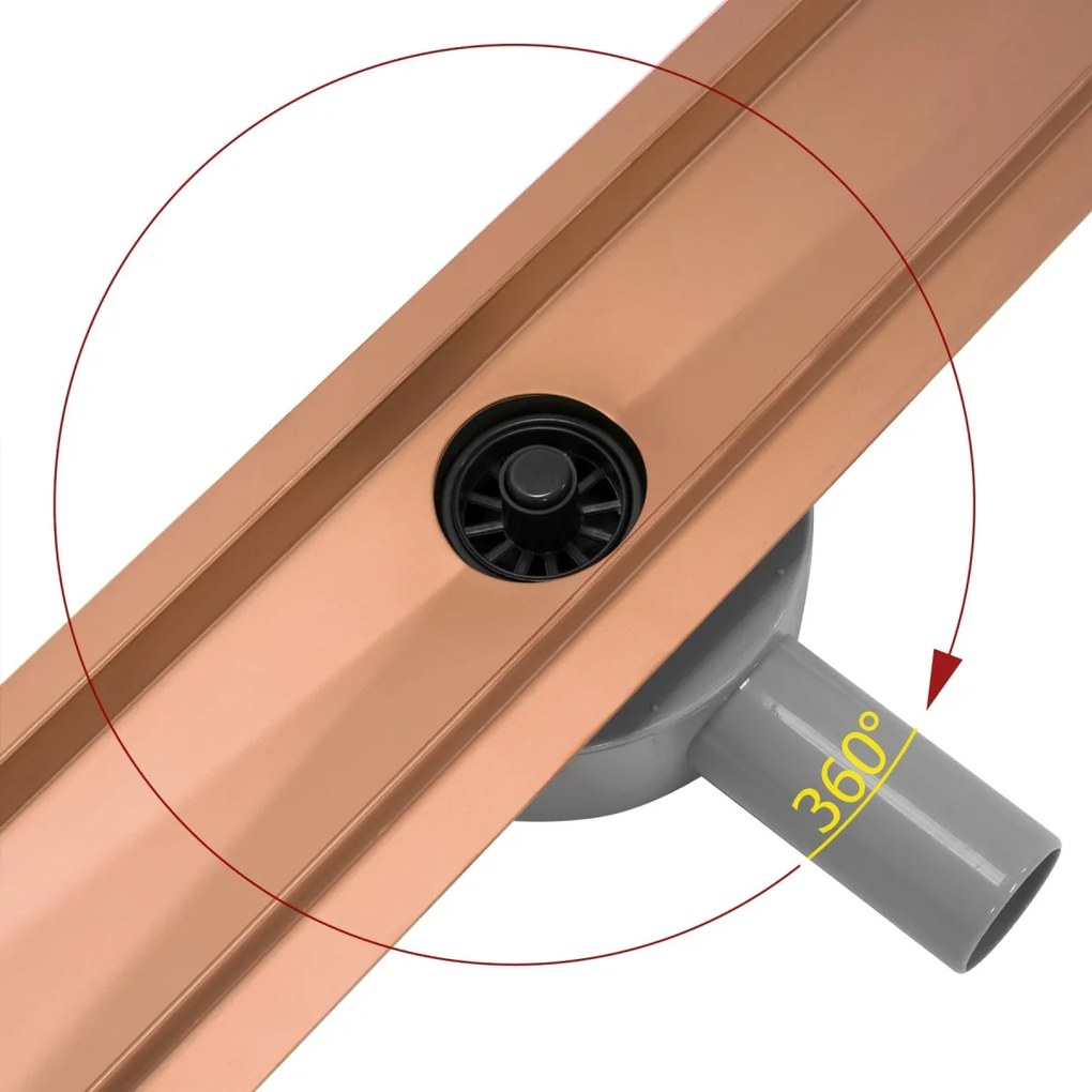 Lineárny odtokový žľab Rea Pure Neo 80 cm medený