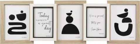 Fotorámik pre 5 ks foto Valetta 68x21 cm, prírodná/čierna, drevo%