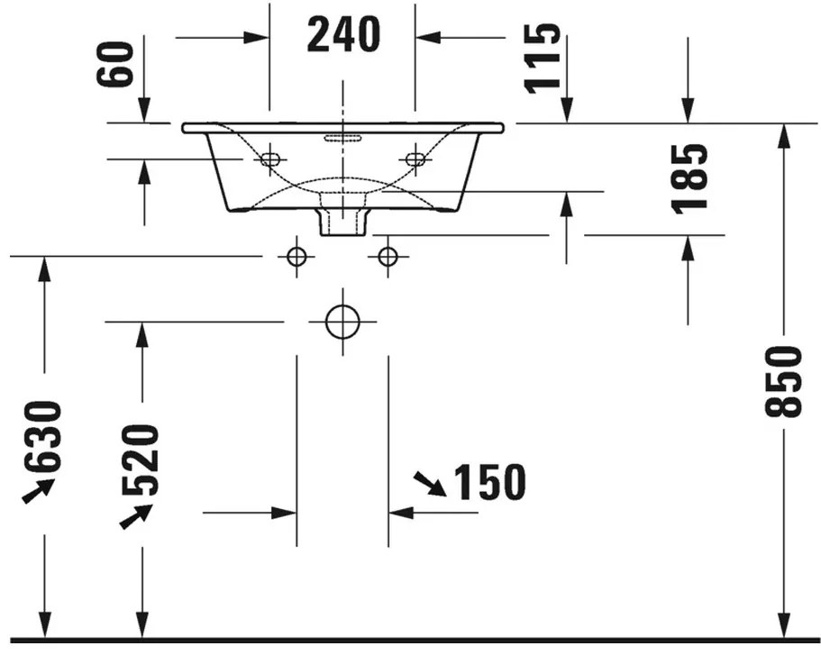 Duravit Viu - Umývadielko do nábytku 530x430 mm, biela 2344530000