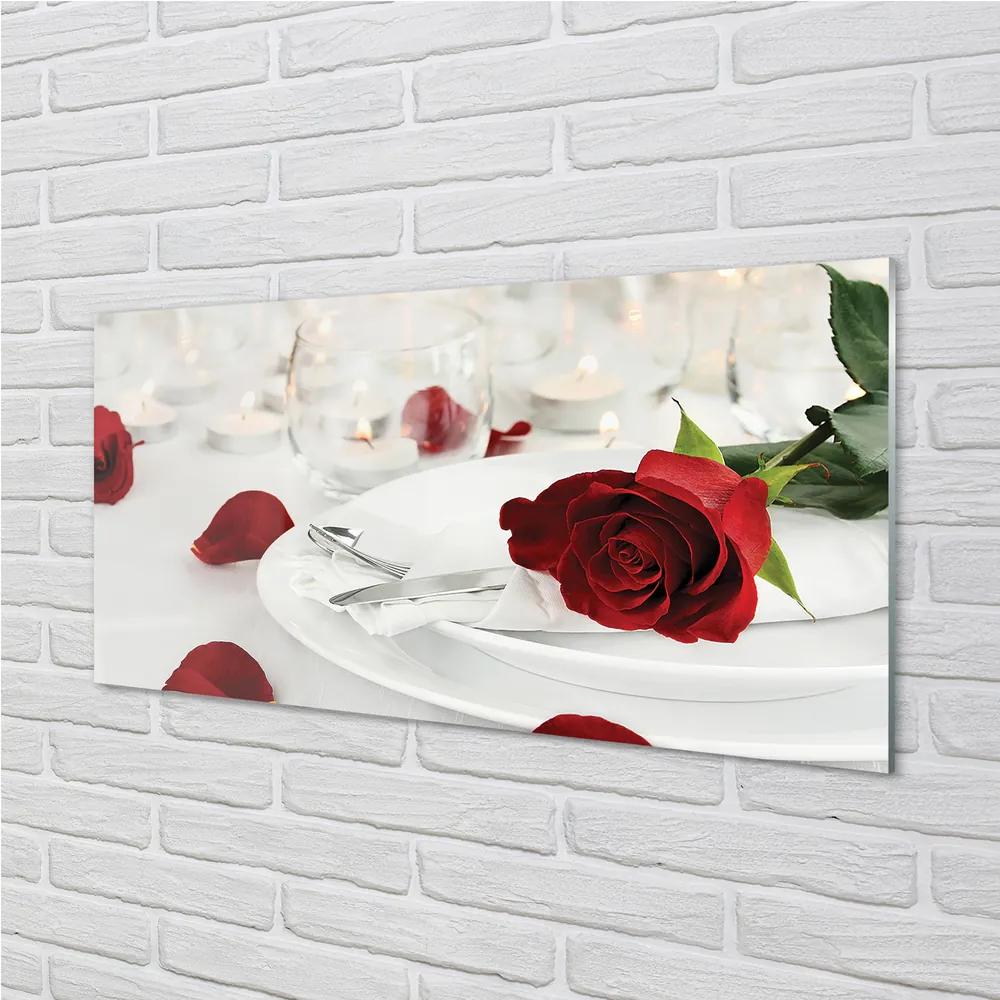 Obraz plexi Večera sviečky ruže 100x50 cm