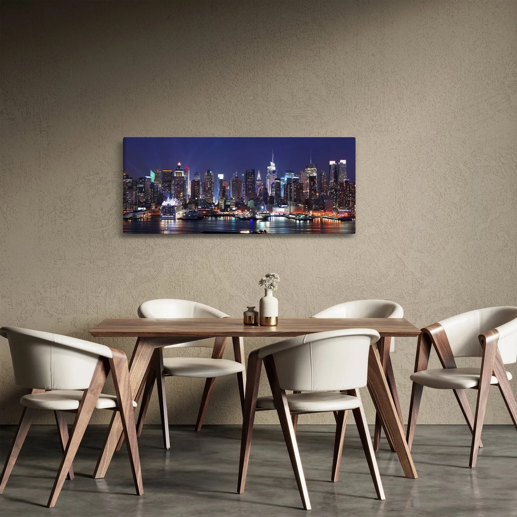 Obraz - Osvetlené New Yorské mrakodrapy (120x50 cm)