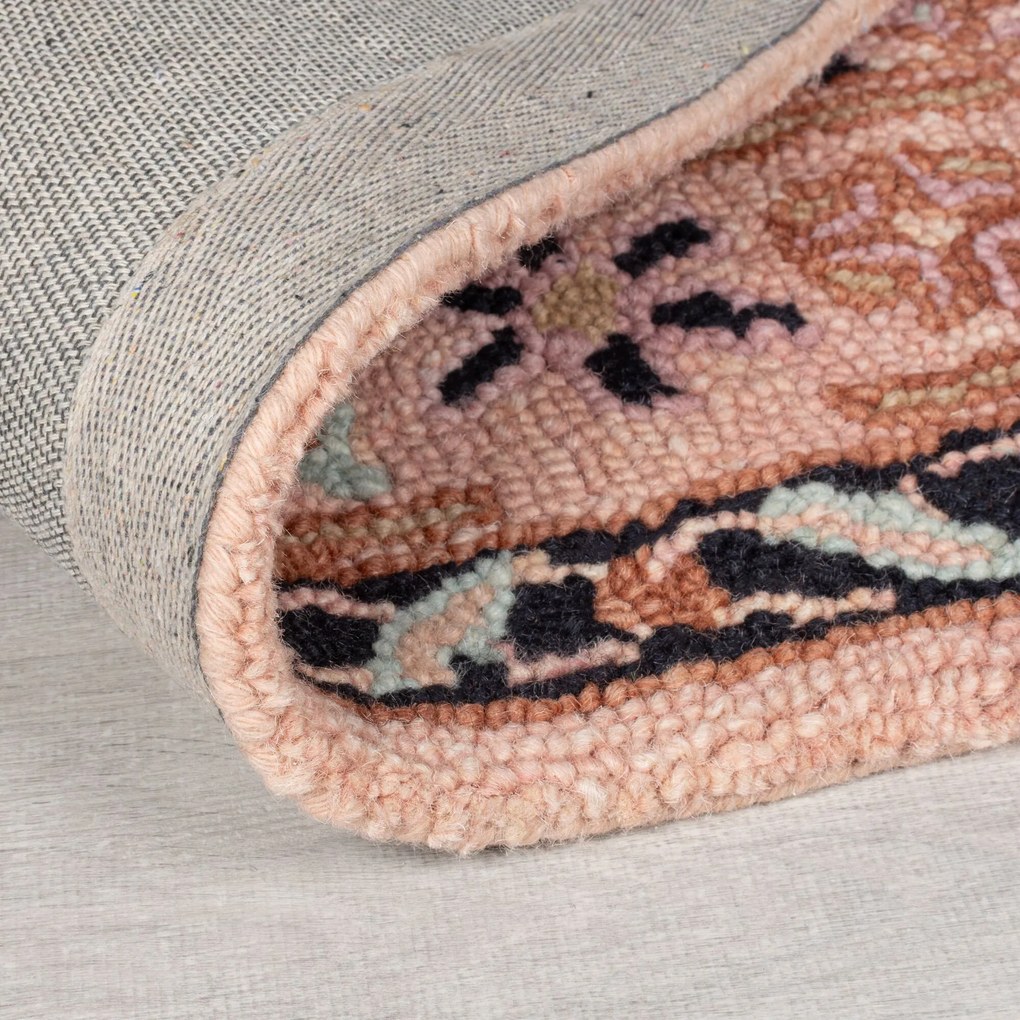 Kusový koberec Wool Loop Blossom Pink/Black, 120x170, ružová, obývacia izba, Flair Rugs