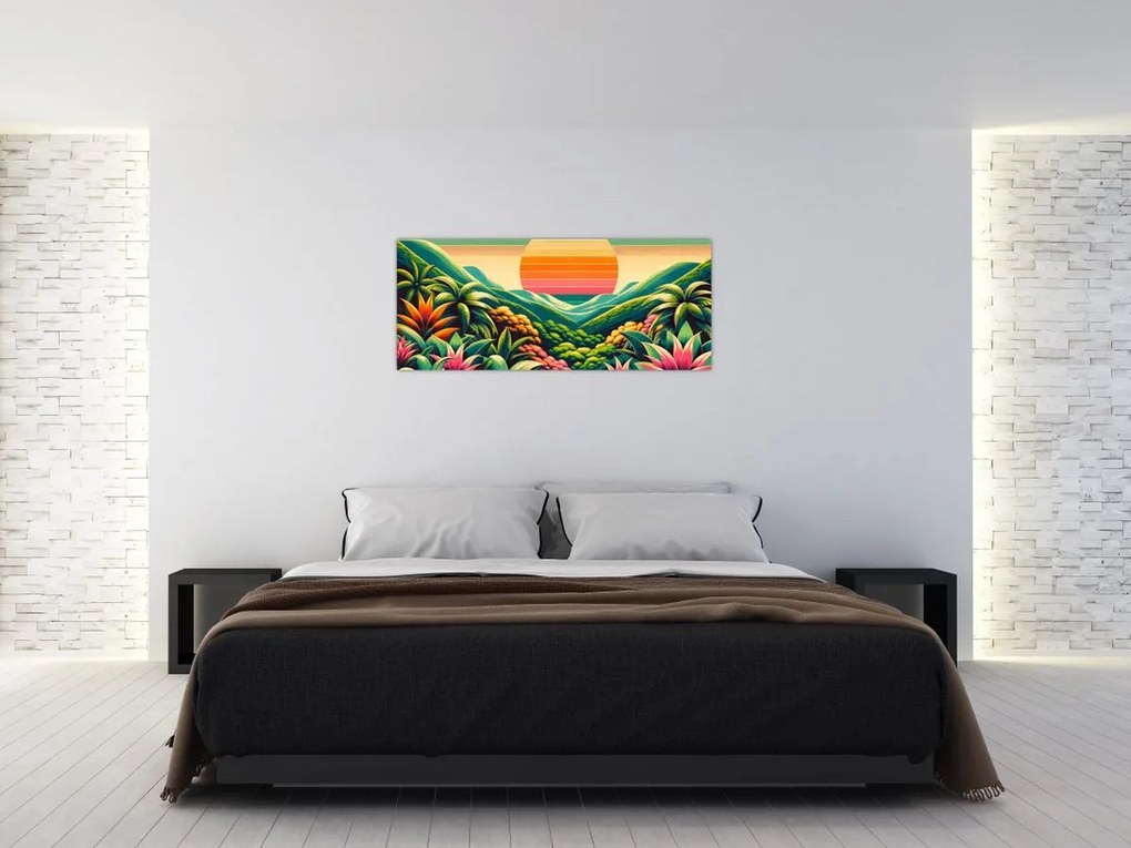 Obraz - Pestrofarebný západ slnka (120x50 cm)