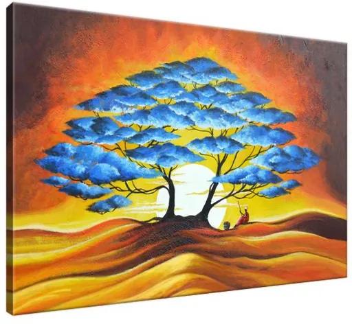 Ručne maľovaný obraz Odpočinok pod modrým stromom 100x70cm RM3895A_1Z