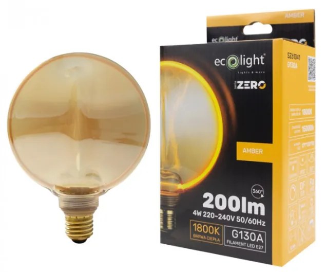 ECOLIGHT Dekoratívna LED žiarovka E27 4W 200lm G130 Amber Retro - rada ZERO