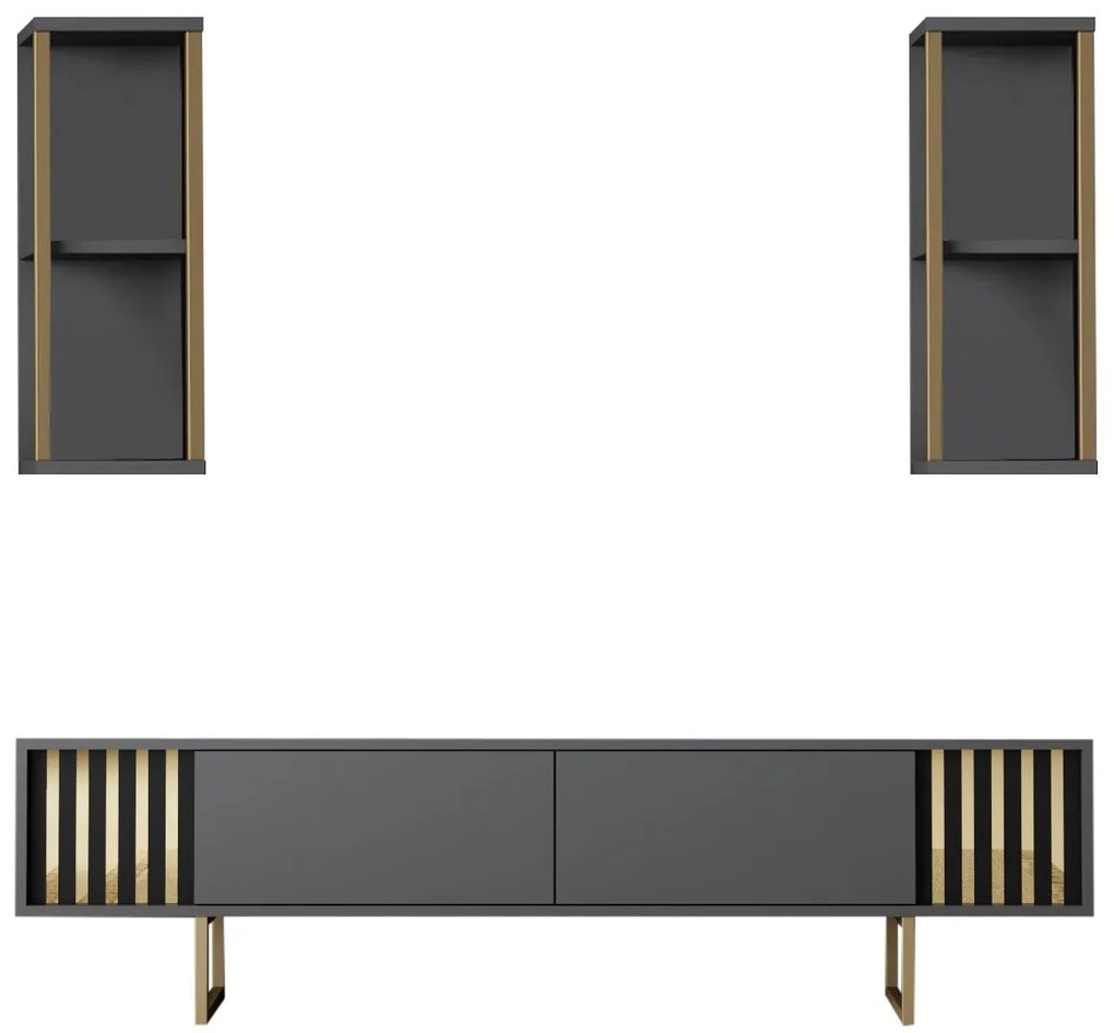 Súprava nábytku do obývacej izby Zlatá línia antracit/zlatá