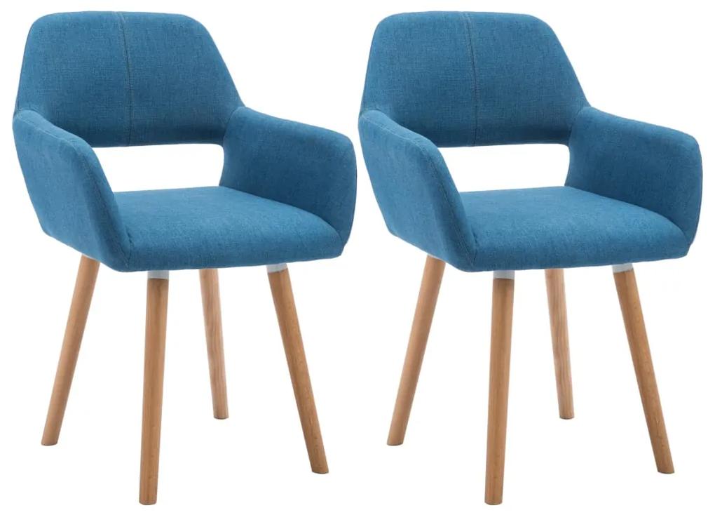 vidaXL Jedálenské stoličky 2 ks, modré, látka