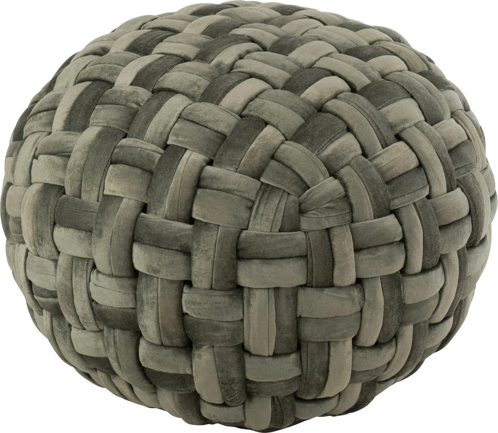 Zelený guľatý prepletaný puf Crocheted - Ø 48 * 35 cm