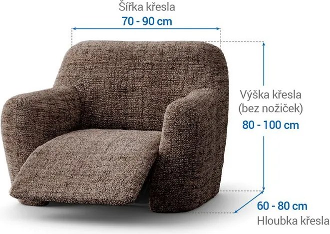 Bielastické poťahy VITTORIA hnedá relaxačné kreslo (š. 70 - 90 cm)