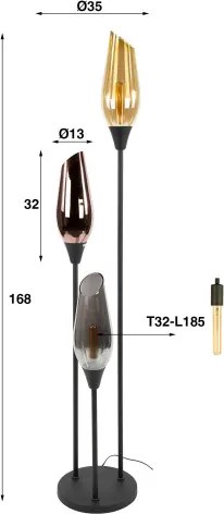 Stojaca lampa 76-90B Cocoon 3L Multicolour glass - Komfort-nábytok