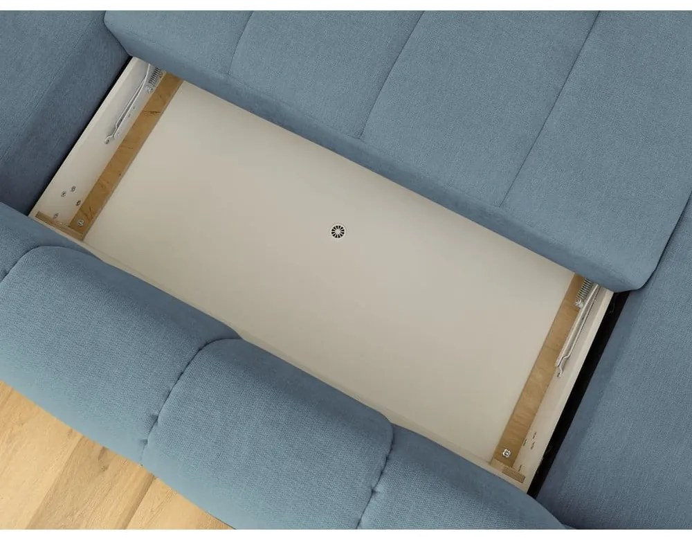 Modrá rozkladacia/s úložným priestorom rohová pohovka (pravý roh/do tvaru "U") Fuji – Bobochic Paris