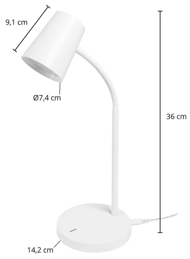 Lindby Ailina stolová LED, okrúhly podstavec biela