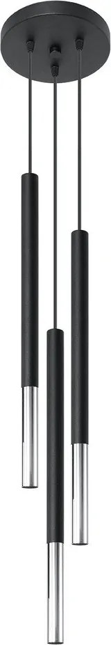 Čierne/v striebornej farbe kovové závesné svietidlo ø 20 cm Asarot – Sollux