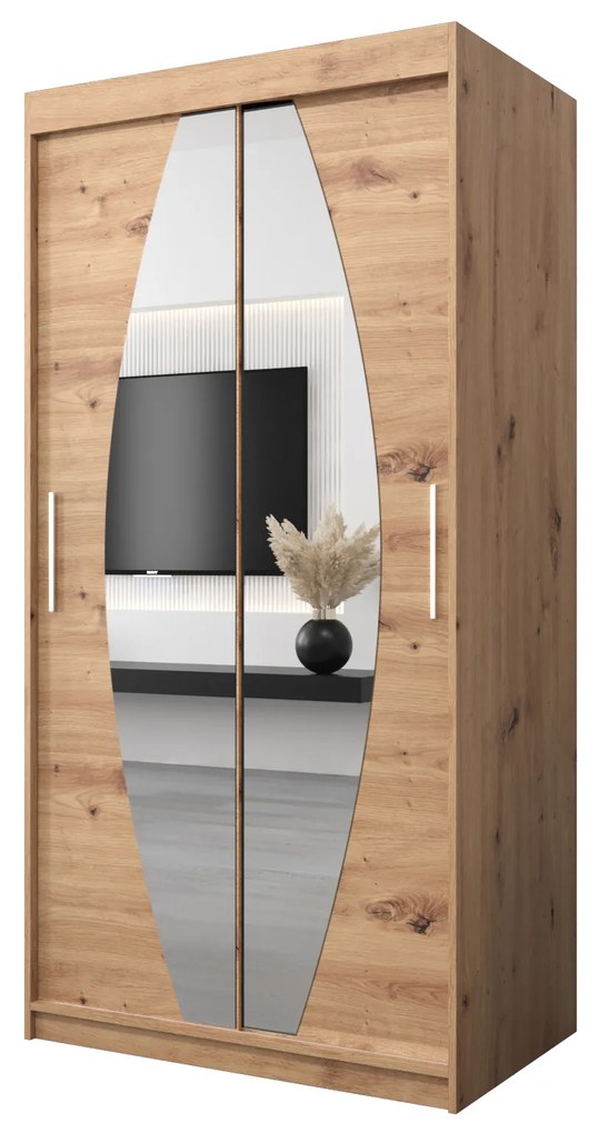 Šatníková skriňa 100 cm Eclipse (dub artisan + dub artisan). Akcia -58%. Vlastná spoľahlivá doprava až k Vám domov. 1063381