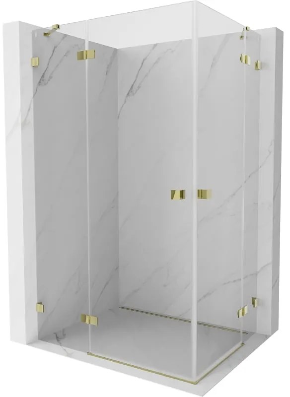 Mexen Lunar Duo, výklopný sprchový kút 110 x 105 cm, 8mm číre sklo, zlatý profil, 834-110L-105P-50-00