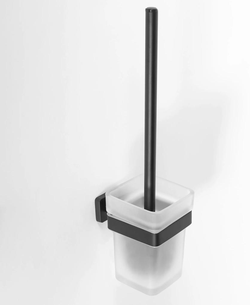 Rea príslušenstvo, kovový stojan na WC s kefou ERLO 05, čierna matná, REA-80013