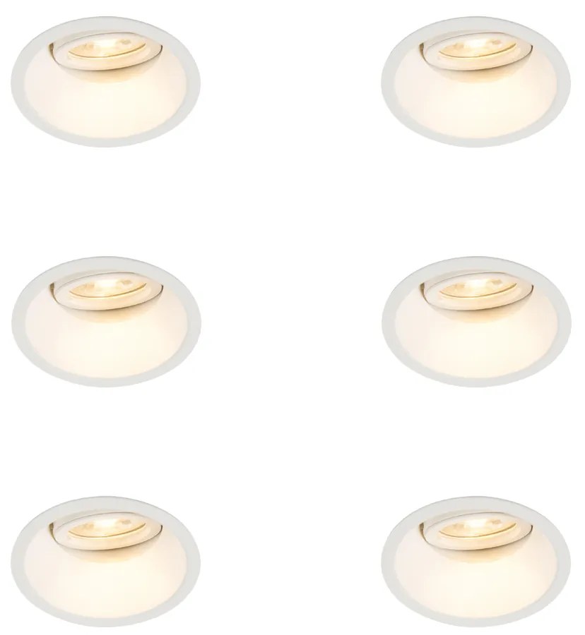 Sada 6 ks Zapustené bodové svietidlo biele otočné a sklopné - Alloy