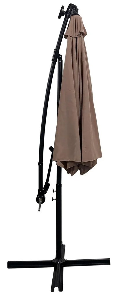 Zahradní slunečník Houseland Zyra s LED osvětlením 300 cm světle hnědý