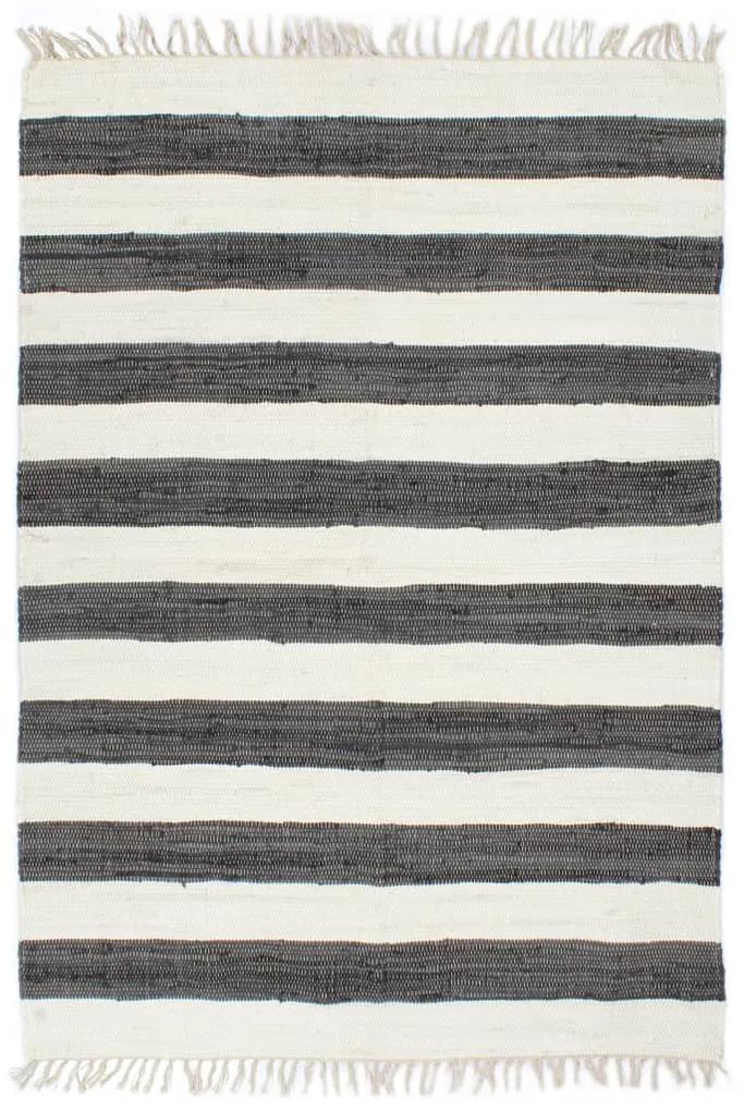 vidaXL Ručne tkaný koberec Chindi  antracitovo-biely 160x230 cm bavlnený