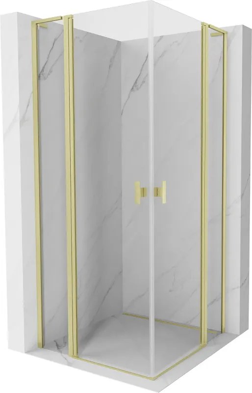 Mexen, Mexen Mist L Duo výklopný sprchový kút 115 x 115 cm, transparentný, brúsené zlato - 8A4L-115-115-55-00