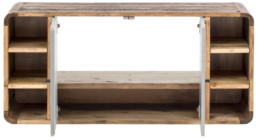 furniture-nabytek.cz - Masivní sestava koupelnového nábytku Dingle III z recyklované borovice a MDF, lakovaná, přírodní a šedá