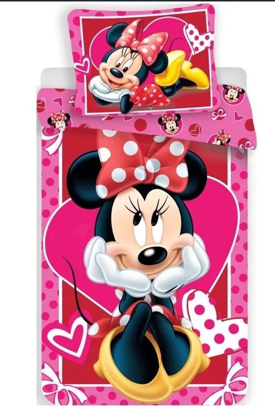 Jerry Fabrics Bavlnené obliečky  Minnie Hearts 02  140x200/70x90 cm