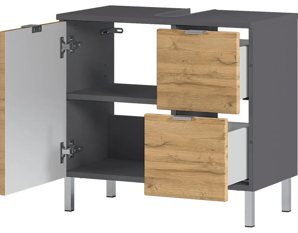 Skrinka pod umývadlo s dubovým dekorom Germania Mauresa, šírka 60 cm