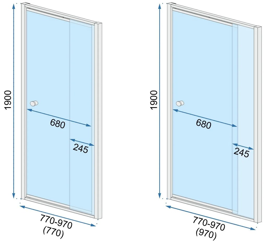 Rea - WIKTOR vyklápacie sprchové dvere - chróm lesklý, 90 x 190 cm, REA-K0548