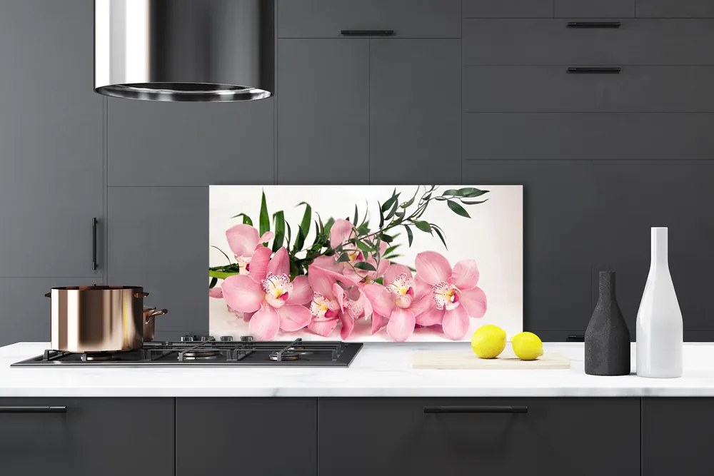 Sklenený obklad Do kuchyne Orchidea kvety kúpele 140x70 cm