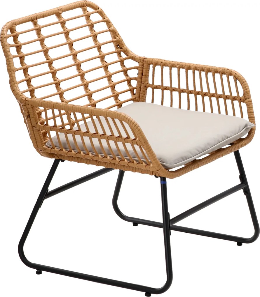 Garden Line ZÁHRADNÝ NÁBYTOK (2 STOLIČKY, STÔL) – HNEDÝ, VANKÚŠE – ŠEDÉ *3408