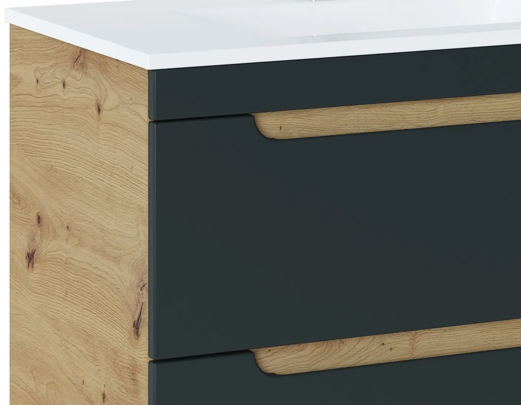 Závěsná skříňka pod umyvadlo Aruba 8201 50 cm dub craft zlatý/vesmírně šedá mat