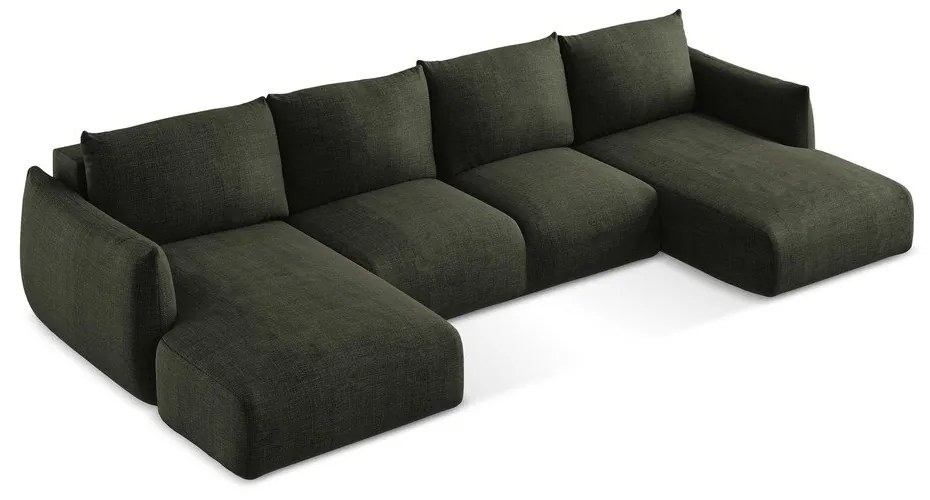 Zelená rozkladacia rohová pohovka (do tvaru "U") Leila – Makamii