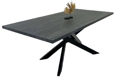 Jedálenský stôl DIAMOND dub halifax čierny / čierna 180 cm