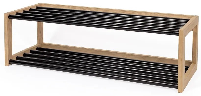 Čierna/prírodná kovová polica na topánky – Woodman