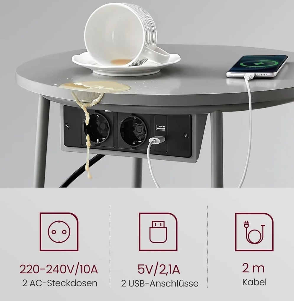 Odkladací stolík so zásuvkou Vasagle Moris sivý