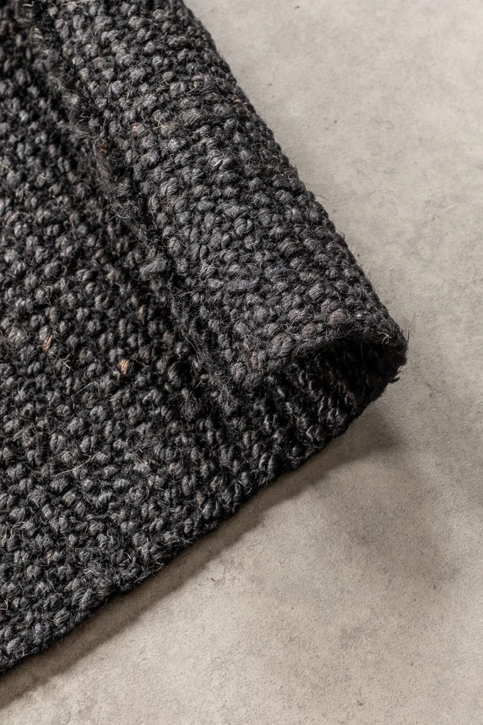 Hanse Home, Koberec behúň Bouclé Jute 105976 Black, 80x200, čierna, chodba / predsieň