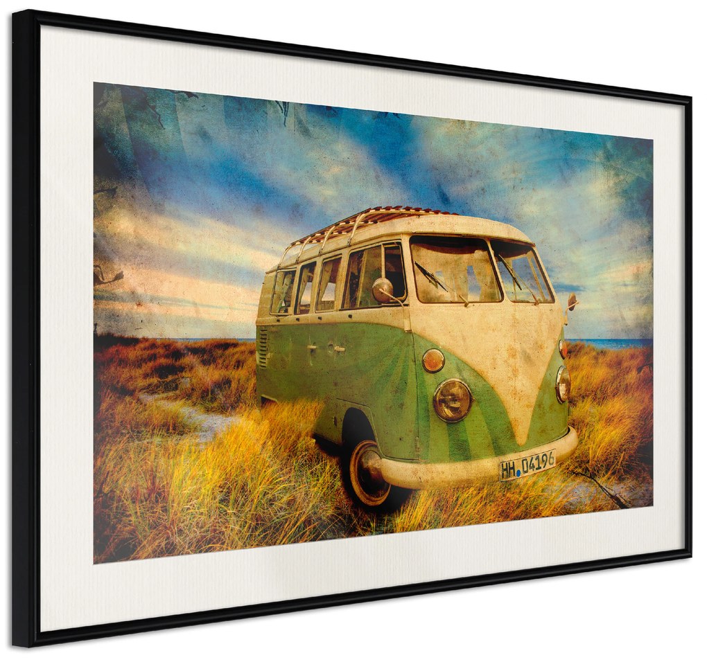 Artgeist Plagát - Retro Bus [Poster] Veľkosť: 30x20, Verzia: Zlatý rám